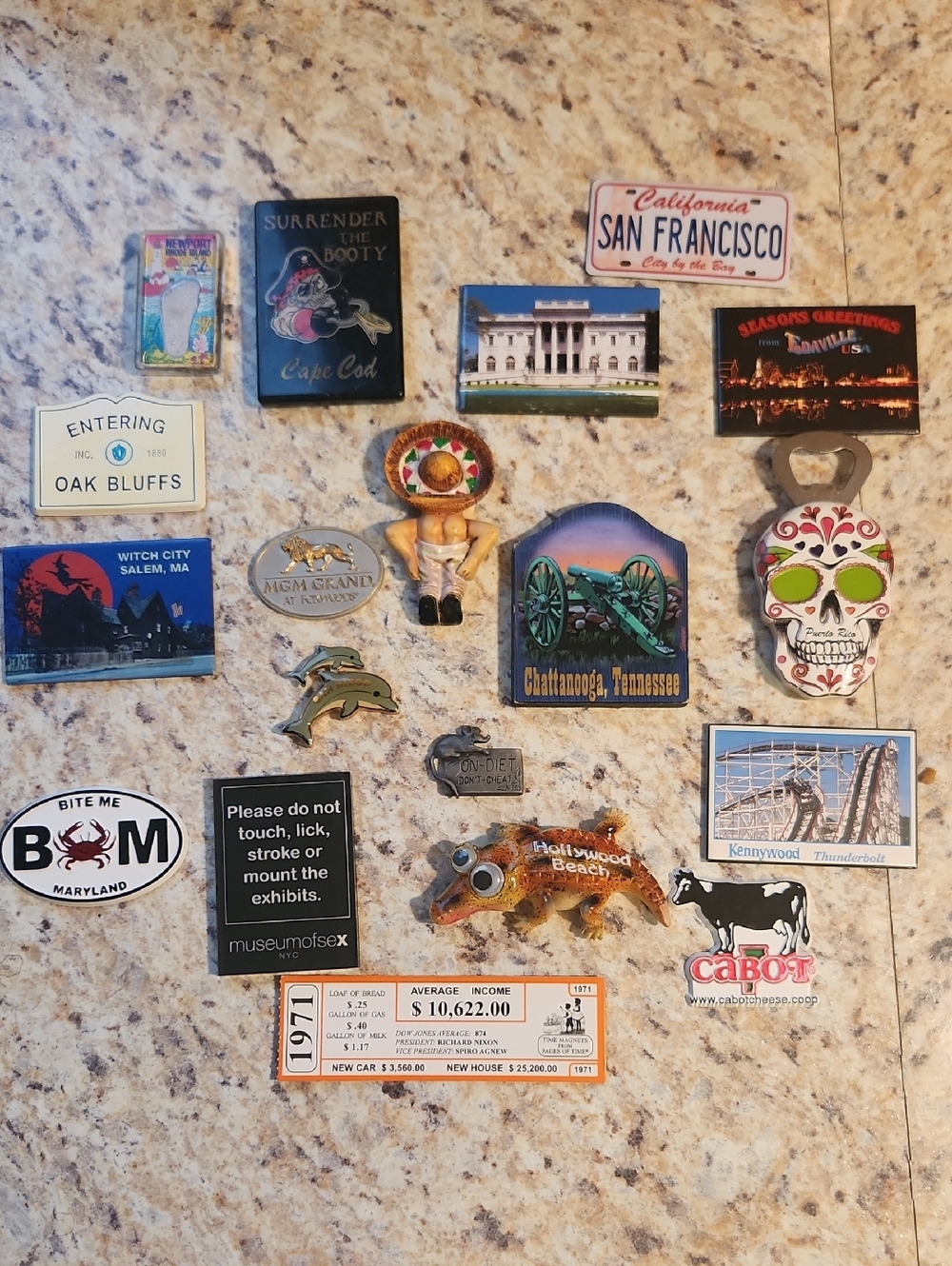 Collectible Refrigerator Magnets Set Of 19 Mixed Lot
